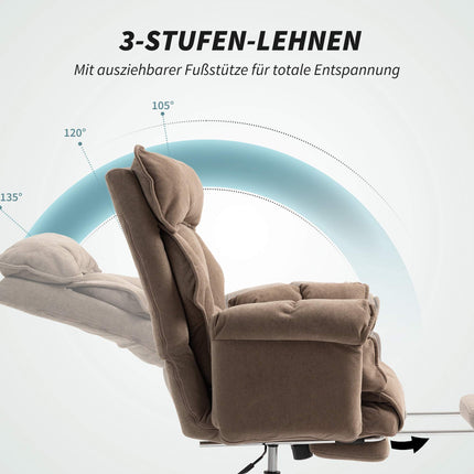 Ergonomic Office Chair with Reclining Backrest and Footrest
