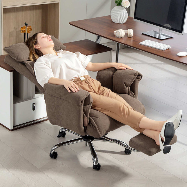 Ergonomic Office Chair with Reclining Backrest and Footrest