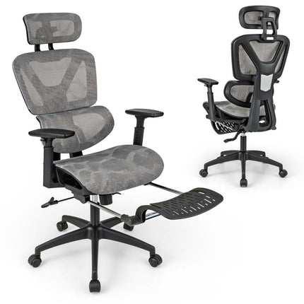 Ergonomic Office Chair with Retractable Footrest & Adjustable Headrest Computer Chair
