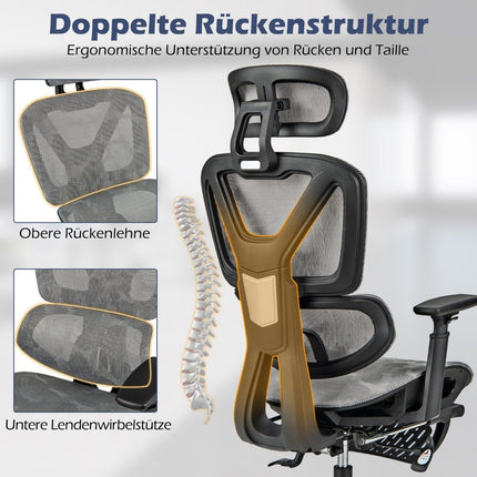 Ergonomic Office Chair with Retractable Footrest & Adjustable Headrest Computer Chair
