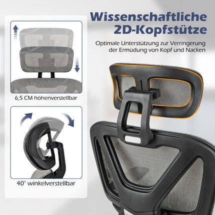 Ergonomic Office Chair with Retractable Footrest & Adjustable Headrest Computer Chair