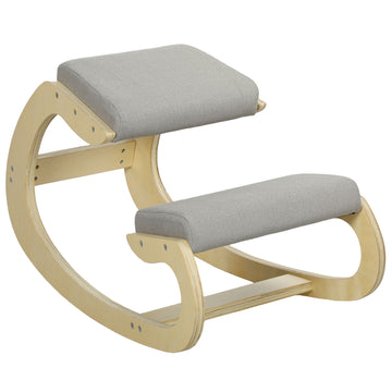 Ergonomic Rocking Kneeling Chair, Light Grey, Birch Wood
