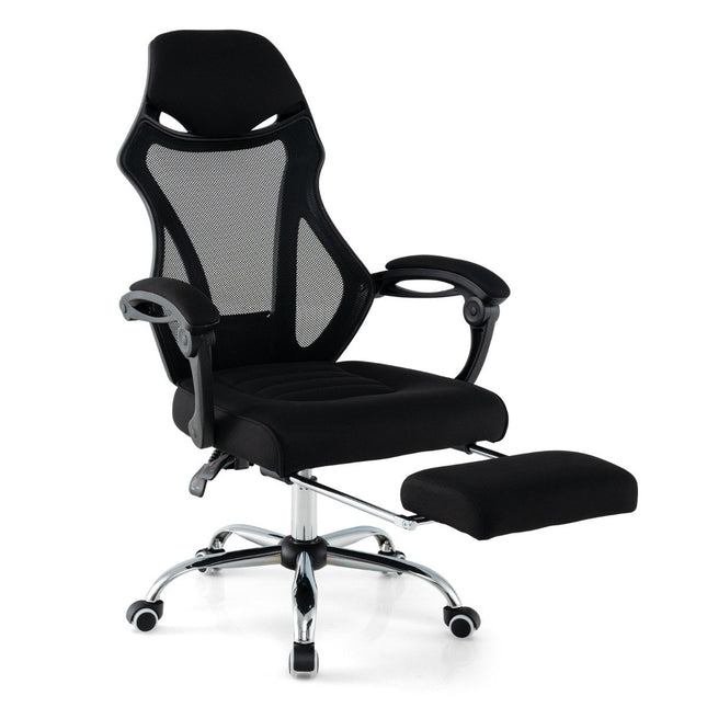 Ergonomic mesh office chair with footrest & height-adjustable tilt backrest executive chair
