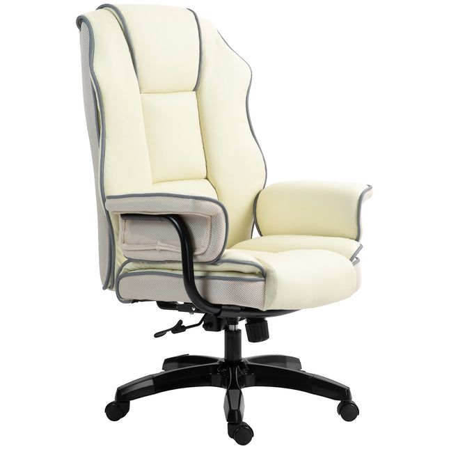 Ergonomic office chair, adjustable tilt, cream