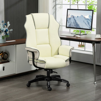 Ergonomic office chair, adjustable tilt, cream