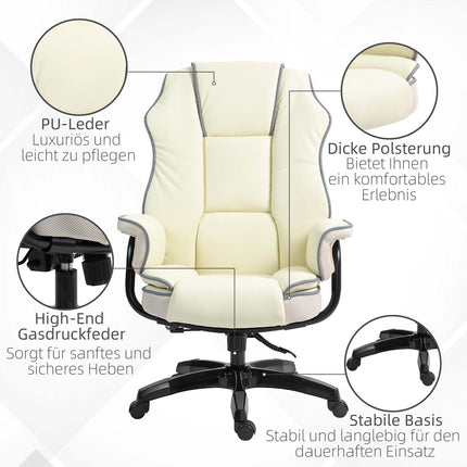 Ergonomic office chair, adjustable tilt, cream
