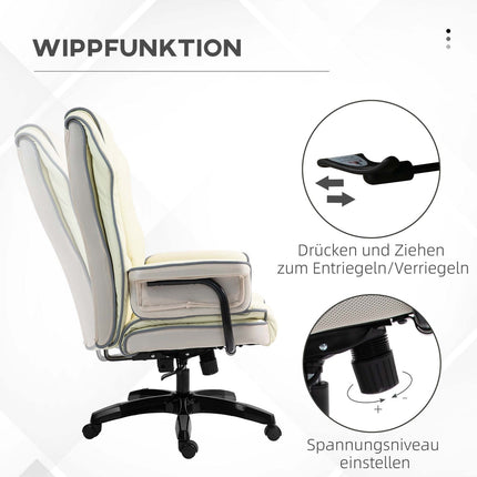 Ergonomic office chair, adjustable tilt, cream