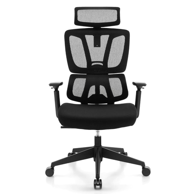 Ergonomic office chair with N-shaped lumbar support Swivel desk chair Black