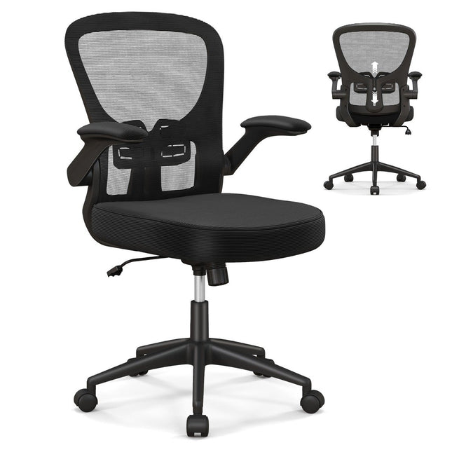 Ergonomic office chair with fold-up armrests & adjustable lumbar support & rocker function
