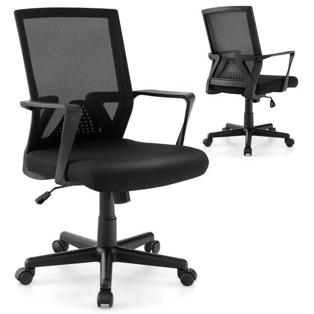 Ergonomic office chair with lumbar support and rocker function desk chair black