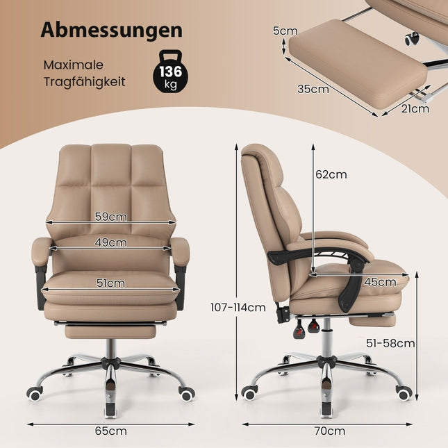 Ergonomic office chair with retractable footrest executive chair desk chair coffee