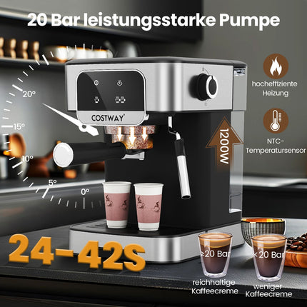 Espresso Machine 20 Bar, 1200W, Milk Frother, 1.8L Tank