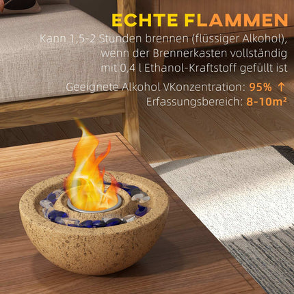 Ethanol spit bowl, 0.4L, stone look, heats up to 10m²