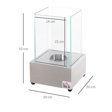 Ethanol fireplace in stainless steel, 0.4L, smoke-free