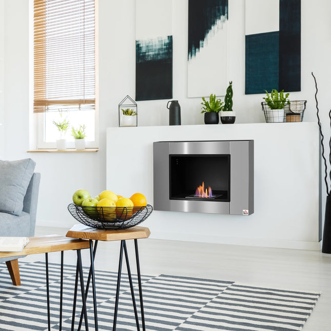 Bio Ethanol Fireplace, 1.5L, Smoke-free, Stainless steel