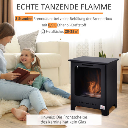 Fireplace with bioethanol - 0.9 l, 3 hours of burning, smoke-free