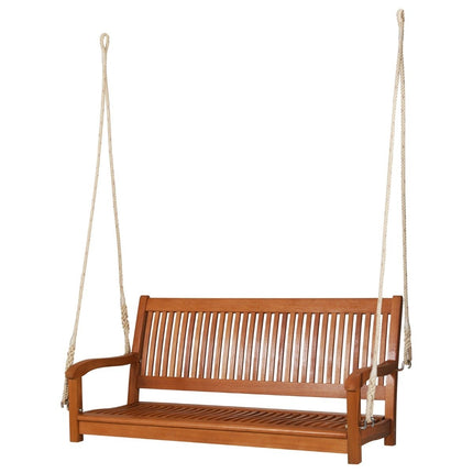 Eucalyptus Swing Bench with 2 Sturdy Jute Ropes, 126cm