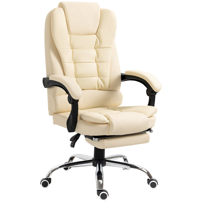 Cream artificial leather Ergonomic office chair with footrest