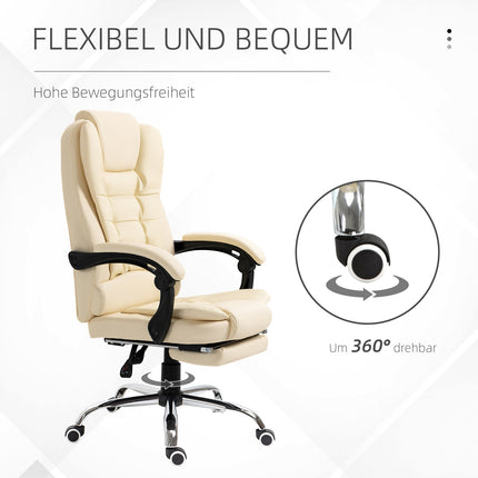 Cream artificial leather Ergonomic office chair with footrest