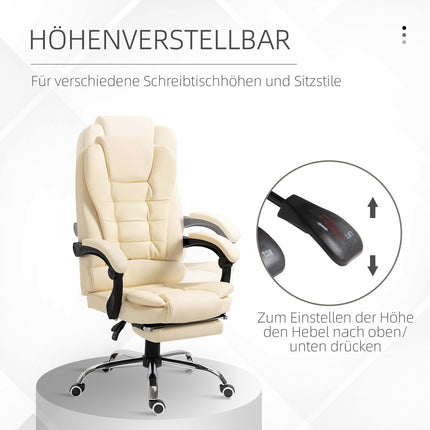 Cream artificial leather Ergonomic office chair with footrest