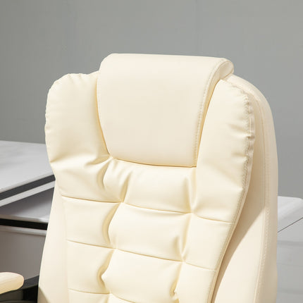 Cream artificial leather Ergonomic office chair with footrest