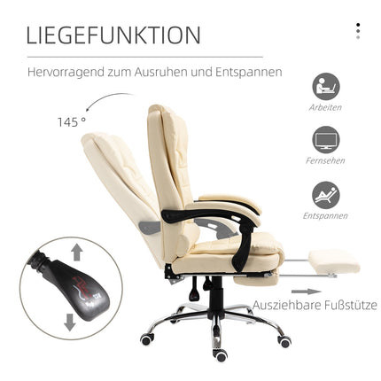 Cream artificial leather Ergonomic office chair with footrest