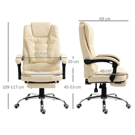 Cream artificial leather Ergonomic office chair with footrest