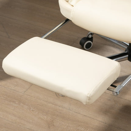 Cream artificial leather Ergonomic office chair with footrest
