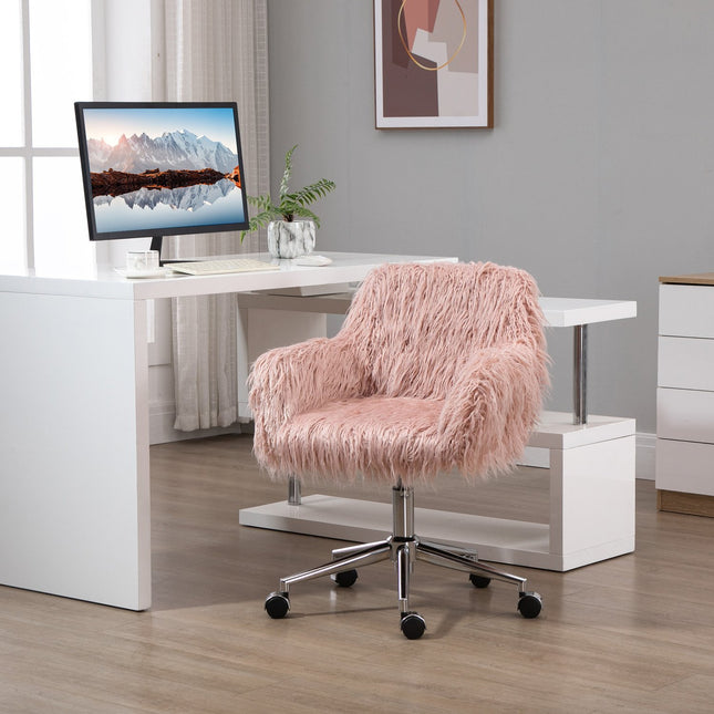 Pink faux fur Executive Swivel Chair, height adjustable