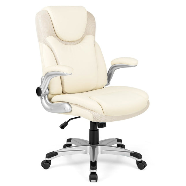 Executive chair swivel desk chair made of faux leather with rocker function 72 x 72 x 108-118 cm white