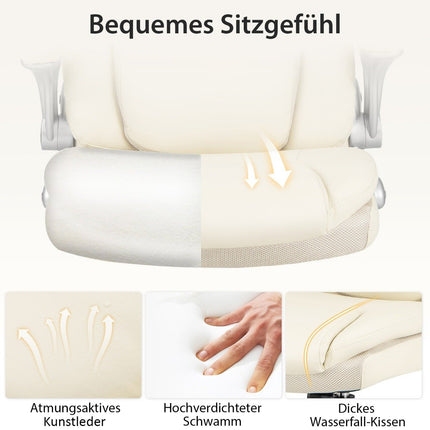 Executive chair swivel desk chair made of faux leather with rocker function 72 x 72 x 108-118 cm white