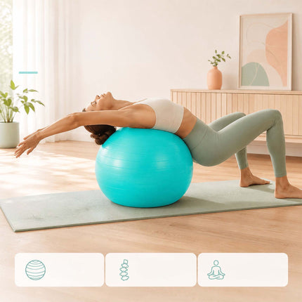 Exercise Ball 65 cm with Stand, Resistance Bands and Pump, Pink