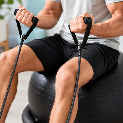 Exercise Ball 65 cm with Stand, Resistance Bands and Pump, Pink