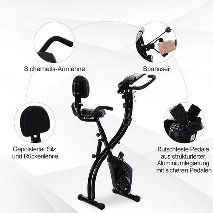 Folding 2-in-1 exercise bike with 8-level resistance