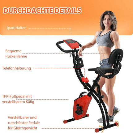 Folding exercise bike with LCD screen and 8-level resistance