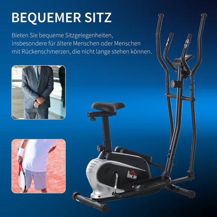 Elliptical exercise bike, LCD screen, adjustable seat, 8 levels