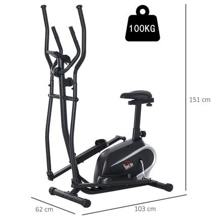 Elliptical exercise bike, LCD screen, adjustable seat, 8 levels