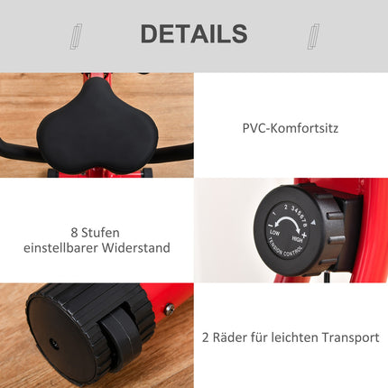 Exercise bike, 1.5 kg flywheel, 8-level resistance, red/black