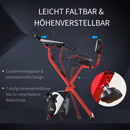 Exercise bike, 1.5 kg flywheel, 8-level resistance, red/black