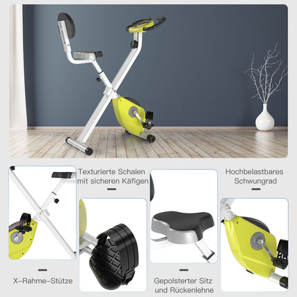 Adjustable exercise bike with magnetic resistance, yellow/white