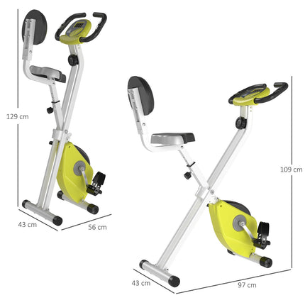 Adjustable exercise bike with magnetic resistance, yellow/white