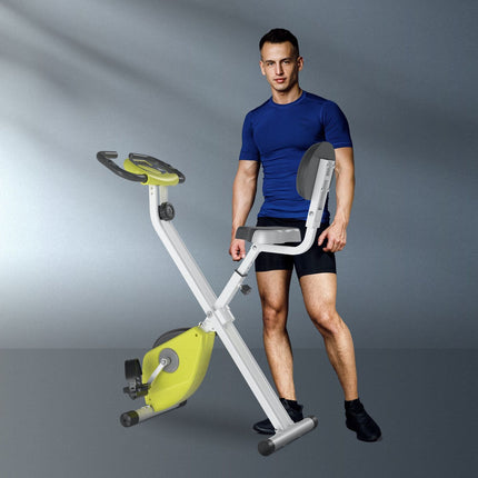 Adjustable exercise bike with magnetic resistance, yellow/white
