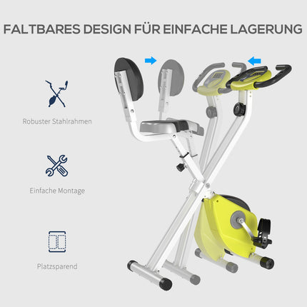 Adjustable exercise bike with magnetic resistance, yellow/white