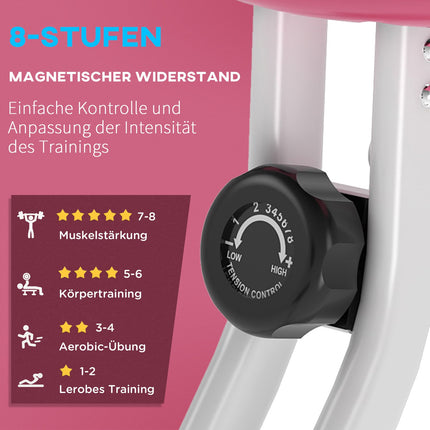 Exercise bike - 8-level magnetic resistance, adjustable height