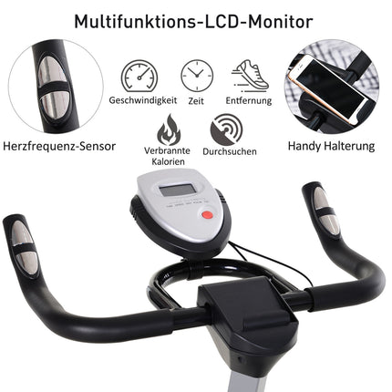 Exercise bike, 10 kg flywheel, adjustable height, black