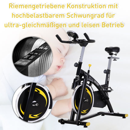 Exercise bike, 10 kg flywheel, adjustable height, black