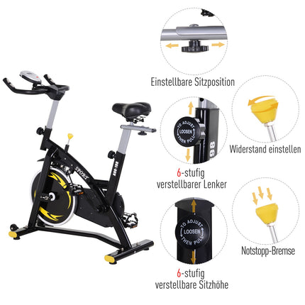 Exercise bike, 10 kg flywheel, adjustable height, black