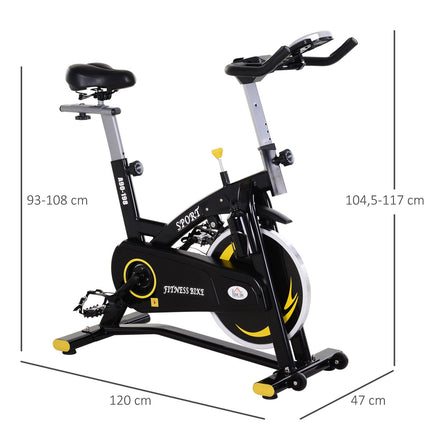 Exercise bike, 10 kg flywheel, adjustable height, black