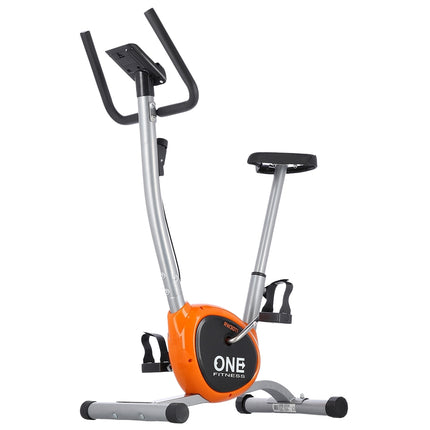 Exercise Bike, Silver-Orange, Adjustable Resistance
