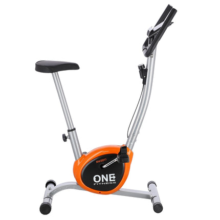 Exercise Bike, Silver-Orange, Adjustable Resistance